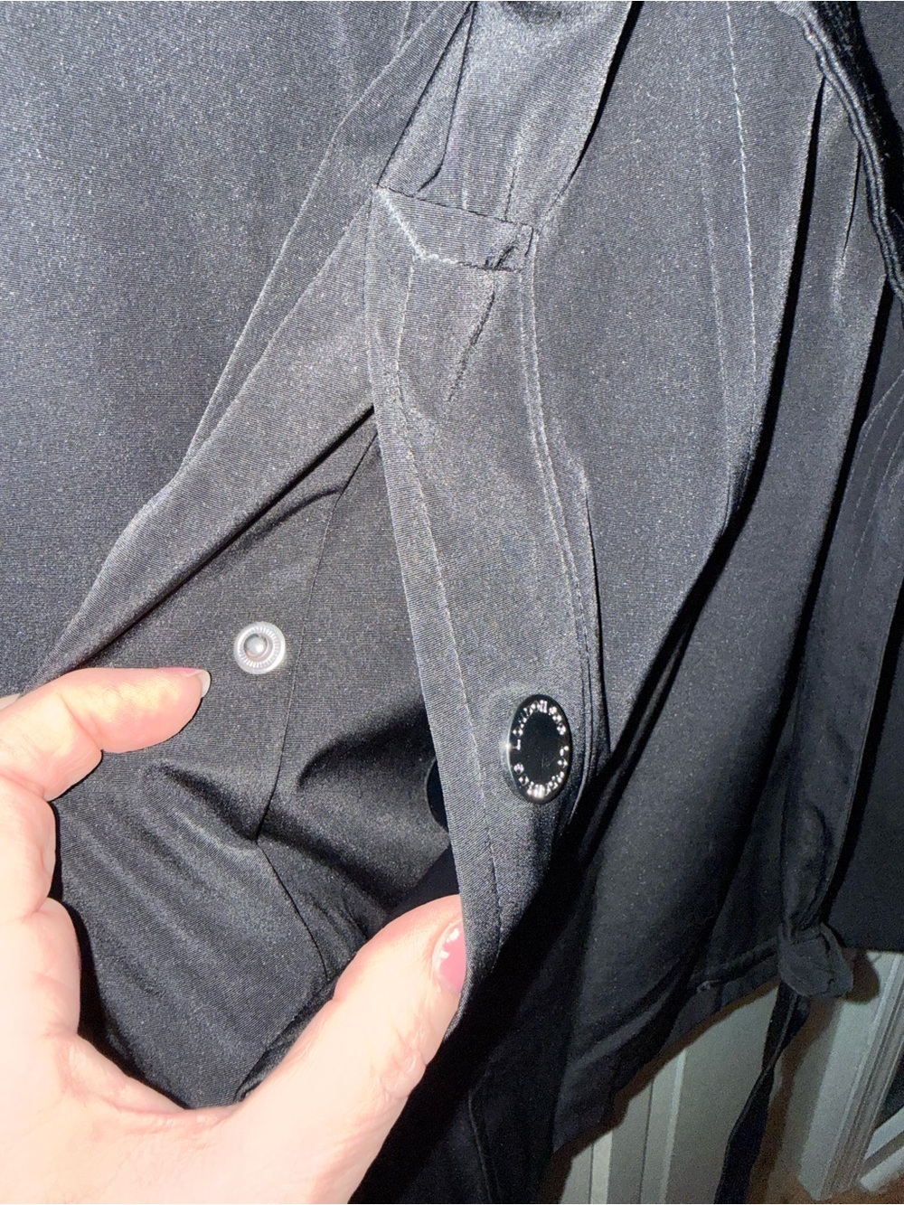 London Fog XXL Classic Black Hooded Belted Raincoat Trench Red Quilted Lining - Picture 8 of 11